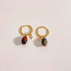 Wholesale Women's Retro Natural Stone Oval Pendant Gold Plated Stainless Steel Geometric Earrings With Electroplating