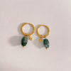 Wholesale Women's Retro Natural Stone Oval Pendant Gold Plated Stainless Steel Geometric Earrings With Electroplating