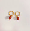 Wholesale Women's Retro Natural Stone Oval Pendant Gold Plated Stainless Steel Geometric Earrings With Electroplating