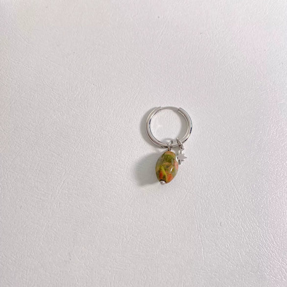 Wholesale Women's Retro Natural Stone Oval Pendant Gold Plated Stainless Steel Geometric Earrings With Electroplating