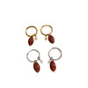 Wholesale Women's Retro Natural Stone Oval Pendant Gold Plated Stainless Steel Geometric Earrings With Electroplating
