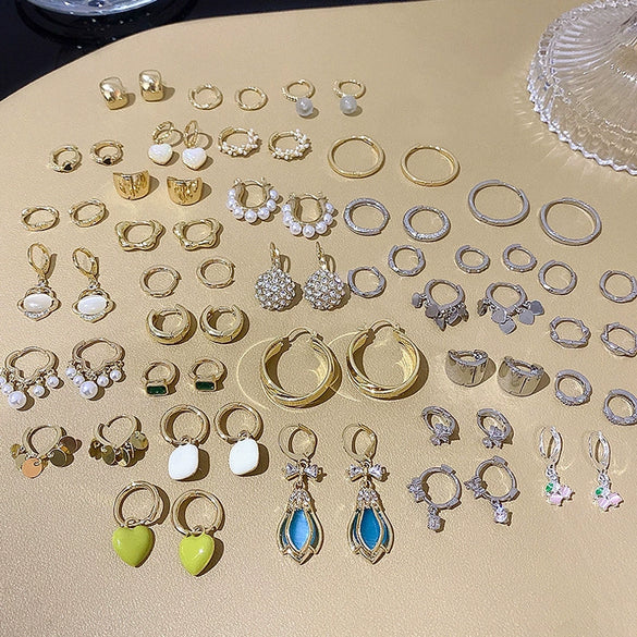 Wholesale Women's Retro Natural Style Alloy 925 Silver Electroplated Zircon Pearl Earrings With Flower And Geometric Patterns