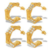 Wholesale Women's Retro Natural Style 316L Stainless Steel Geometric Cshaped Diamond Pearl Earrings With Electroplating