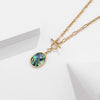 Wholesale Women's Retro Necklace 925 Silver With Geometric Pattern Abalone Shell Pendant And Childparent Chain Electroplated