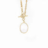 Wholesale Women's Retro Necklace 925 Silver With Geometric Pattern Abalone Shell Pendant And Childparent Chain Electroplated