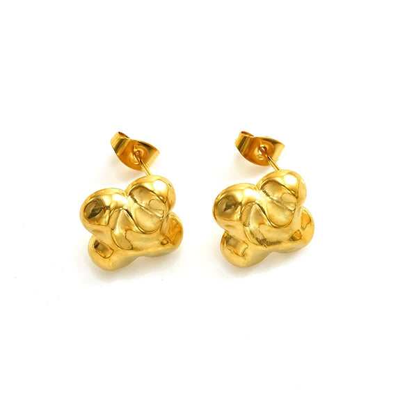 Wholesale Women's Retro Niche Geometric Fourleaf Clover Design Electroplated Titanium Steel Earrings