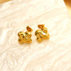 Wholesale Women's Retro Niche Geometric Fourleaf Clover Design Electroplated Titanium Steel Earrings