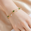 Wholesale Women's Retro Niche Multilayer Stacked Square Flower Stainless Steel Goldplated Bracelet With Electroplating Design