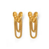 Wholesale Women's Retro Niche 316L Stainless Steel Heartshaped Hammered Tassel Chain Earrings With Geometric Pattern And Electroplating