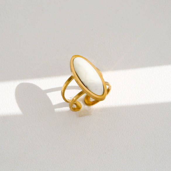 Wholesale Women's Retro Niche Style Geometric Stainless Steel Electroplated Open Ring Jewelry
