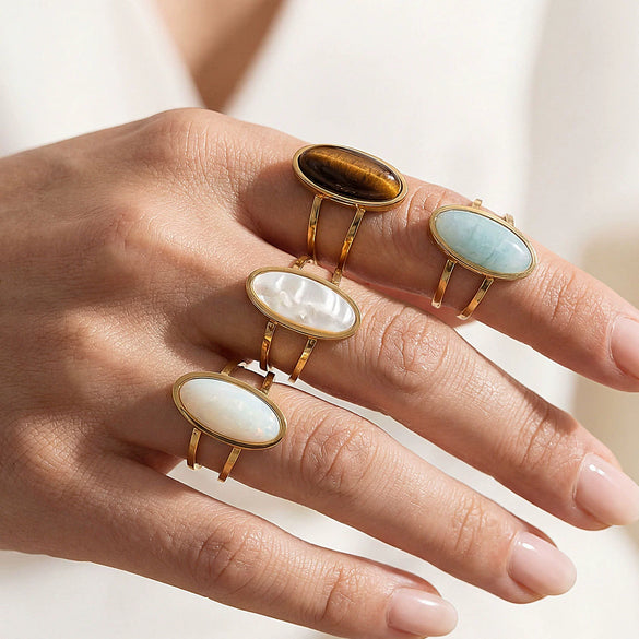 Wholesale Women's Retro Niche Style Geometric Stainless Steel Electroplated Open Ring Jewelry