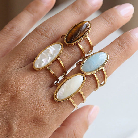 Wholesale Women's Retro Niche Style Geometric Stainless Steel Electroplated Open Ring Jewelry