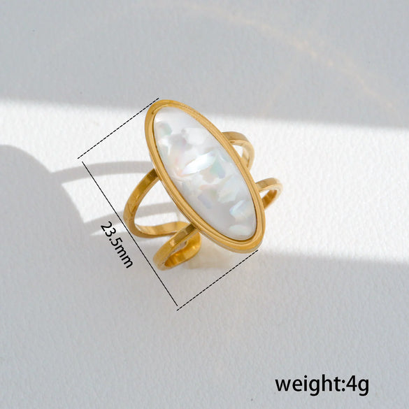 Wholesale Women's Retro Niche Style Geometric Stainless Steel Electroplated Open Ring Jewelry