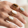 Wholesale Women's Retro Niche Style Geometric Stainless Steel Electroplated Open Ring Jewelry