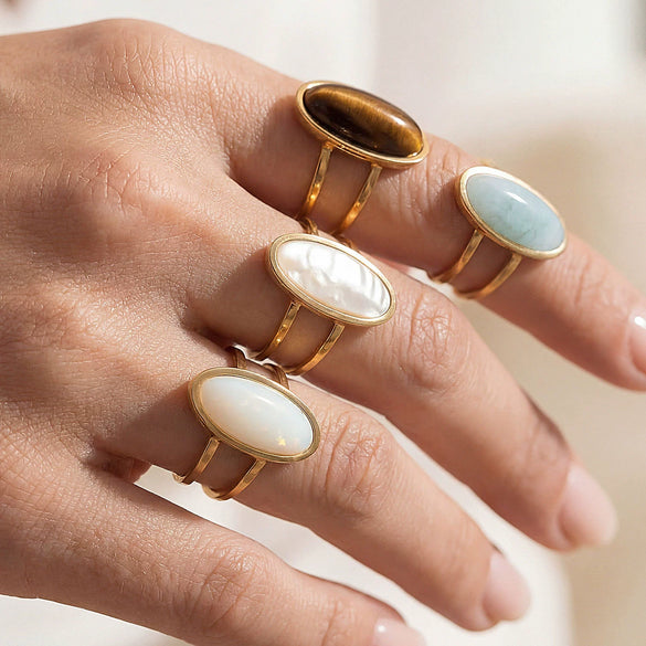 Wholesale Women's Retro Niche Style Geometric Stainless Steel Electroplated Open Ring Jewelry