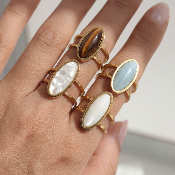 Wholesale Women's Retro Niche Style Geometric Stainless Steel Electroplated Open Ring Jewelry