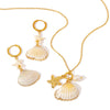 Wholesale Women's Retro Ocean Style Minimalist Shell Pearl Necklace With Earrings Stainless Steel Pvd Furnace Vacuum Real Gold Plated Jewelry
