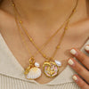 Wholesale Women's Retro Ocean Style Minimalist Shell Pearl Necklace With Earrings Stainless Steel Pvd Furnace Vacuum Real Gold Plated Jewelry
