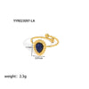 Wholesale Women's Retro Open Ring Jewelry In Titanium Steel With Natural Stone And Geometric Design Vacuum Real Gold Electroplated In Pvd Furnace