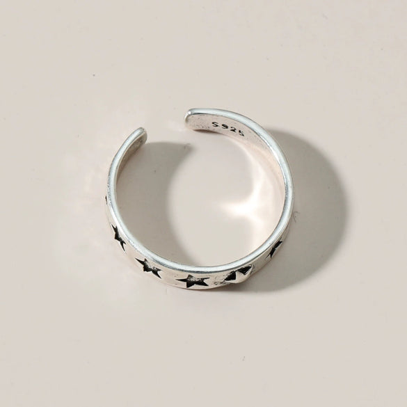 Wholesale Women's Retro Open Star Ring Jewelry Copper Electroplated
