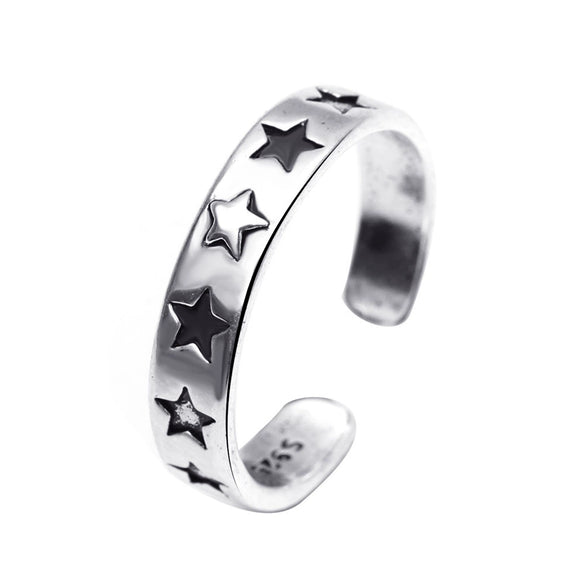 Wholesale Women's Retro Open Star Ring Jewelry Copper Electroplated