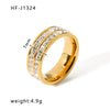 Wholesale Women's Retro Opening Ring With Zircon In Geometric Pattern Titanium Steel