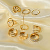 Wholesale Women's Retro Opening Ring With Zircon In Geometric Pattern Titanium Steel