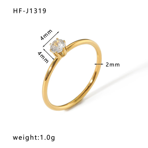 Wholesale Women's Retro Opening Ring With Zircon In Geometric Pattern Titanium Steel