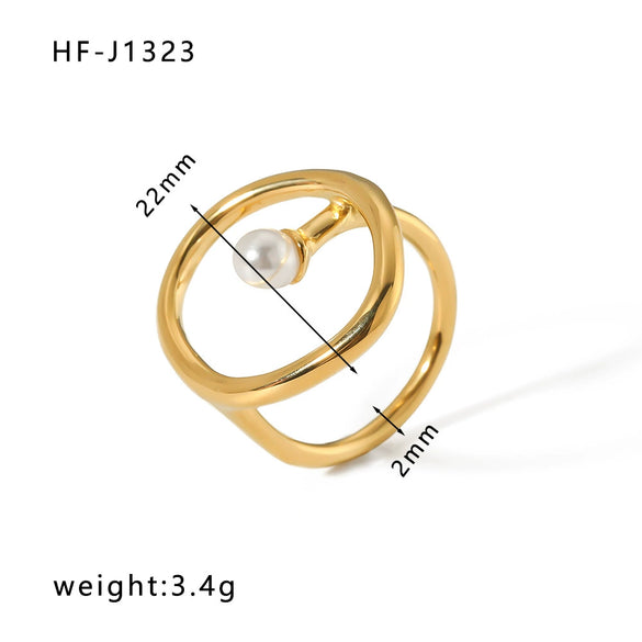 Wholesale Women's Retro Opening Ring With Zircon In Geometric Pattern Titanium Steel
