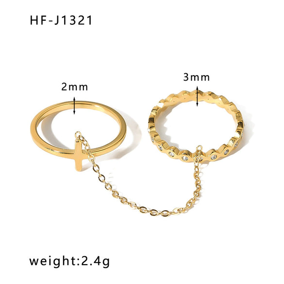 Wholesale Women's Retro Opening Ring With Zircon In Geometric Pattern Titanium Steel
