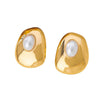 Wholesale Women's Retro Oval Geometric Resin Emerald Alloy Electroplated Earrings