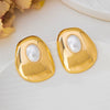 Wholesale Women's Retro Oval Geometric Resin Emerald Alloy Electroplated Earrings