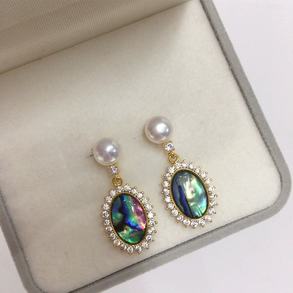 Wholesale Women's Retro Oval Natural Freshwater Pearl Earrings With S925 Sterling Silver Needle