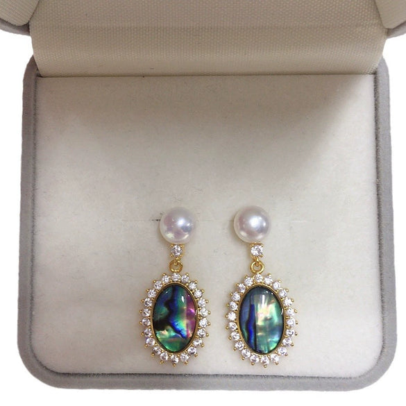 Wholesale Women's Retro Oval Natural Freshwater Pearl Earrings With S925 Sterling Silver Needle