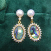 Wholesale Women's Retro Oval Natural Freshwater Pearl Earrings With S925 Sterling Silver Needle