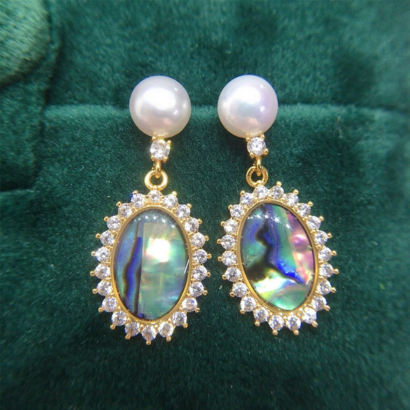 Wholesale Women's Retro Oval Natural Freshwater Pearl Earrings With S925 Sterling Silver Needle