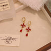 Wholesale Women's Retro Palace Style Copper Flower Shape Water Drop Earrings