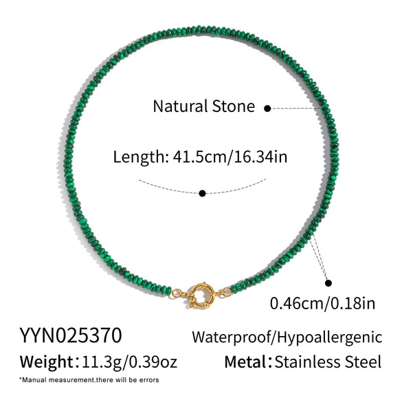 Wholesale Women's Retro Palace Style Geometric 18K Real Gold Plated Natural Stone Beaded Handmade Necklace