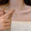 Wholesale Women's Retro Pearl Clavicle Chain Necklace Copper Geometric Heart Bow Electroplated