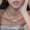 Wholesale Women's Retro Pearl Clavicle Chain Necklace Copper Geometric Heart Bow Electroplated