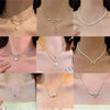 Wholesale Women's Retro Pearl Clavicle Chain Necklace Copper Geometric Heart Bow Electroplated