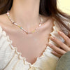 Wholesale Women's Retro Pearl Clavicle Chain Necklace Copper Geometric Heart Bow Electroplated