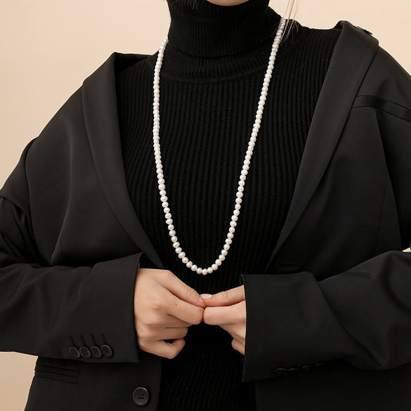 Wholesale Women's Retro Pearl Jewelry Ball Chain Necklace With Drop Shape Design And Electroplating Treatment