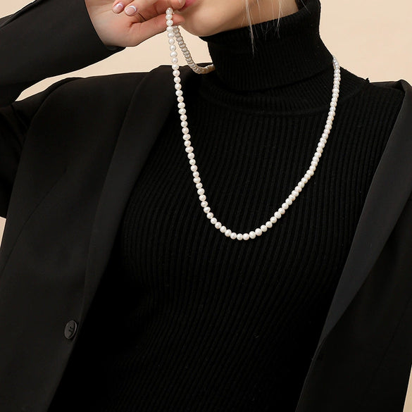 Wholesale Women's Retro Pearl Jewelry Ball Chain Necklace With Drop Shape Design And Electroplating Treatment