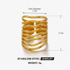 Wholesale Women's Retro Popular Multilayer Line Open Geometric Stainless Steel 18K Goldplated Hammer Ring