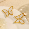 Wholesale Women's Retro Shell Butterfly 316L Stainless Steel Electroplated Earrings