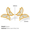 Wholesale Women's Retro Shell Butterfly 316L Stainless Steel Electroplated Earrings