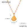 Wholesale Women's Retro Shell Pendant Earrings And High Grade Freshwater Pearl Necklace Set In Titanium Steel With Electroplating Treatment