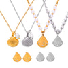Wholesale Women's Retro Shell Pendant Earrings And High Grade Freshwater Pearl Necklace Set In Titanium Steel With Electroplating Treatment