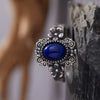 Wholesale Women's Retro Silver 925 Sterling Silver Ring Inlaid With Natural Tiger Eye Lapis Lazuli Rhombus Pattern
